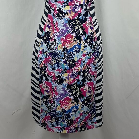 Anthropologie Nicole Miller Floral Stripe Feminine Date Dress NWOT Size M - Picture 4 of 13